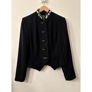 Vintage Hairston Roberson Black Equestrian Jacket Blazer Embroidered Riding Sz 8
